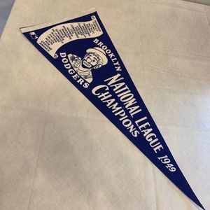 Vintage Brooklyn Dodgers 80s Reproduction NL Champions 1949 30" Pennant Flag